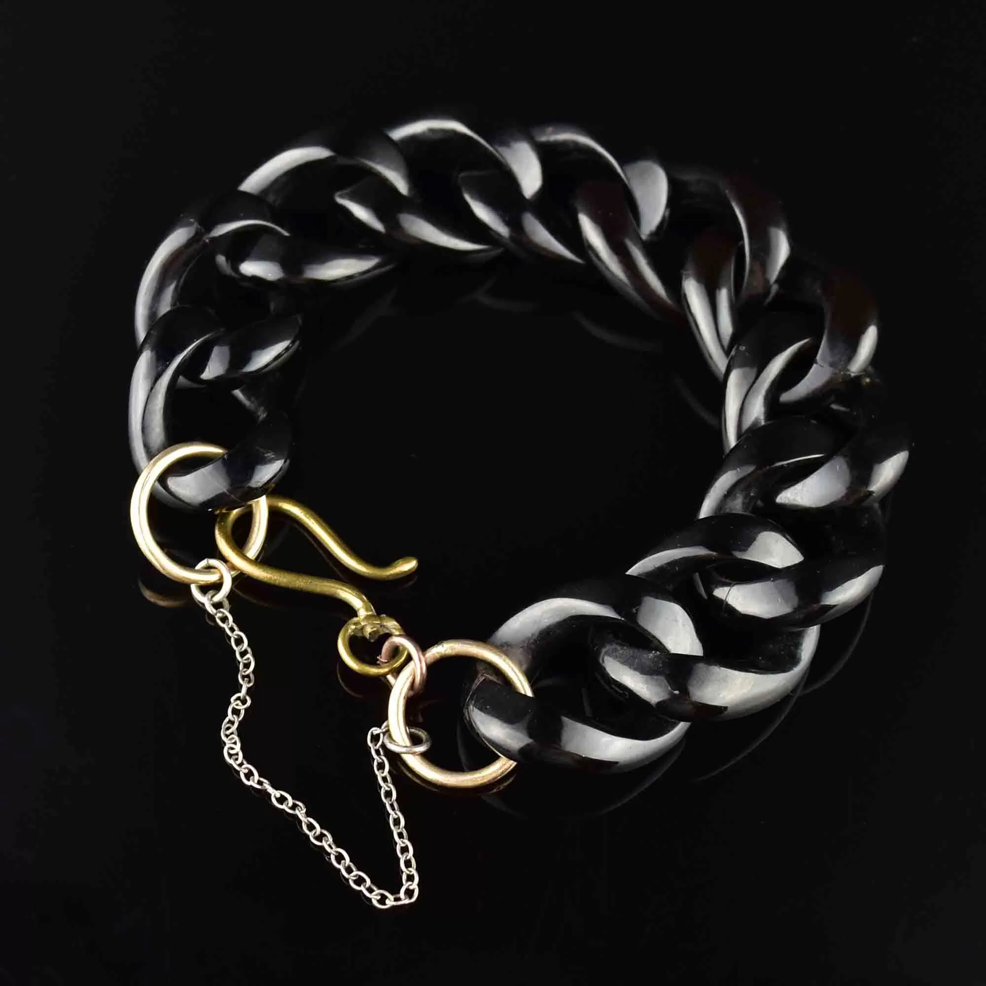 Victorian Whitby Jet Curb Link Bracelet