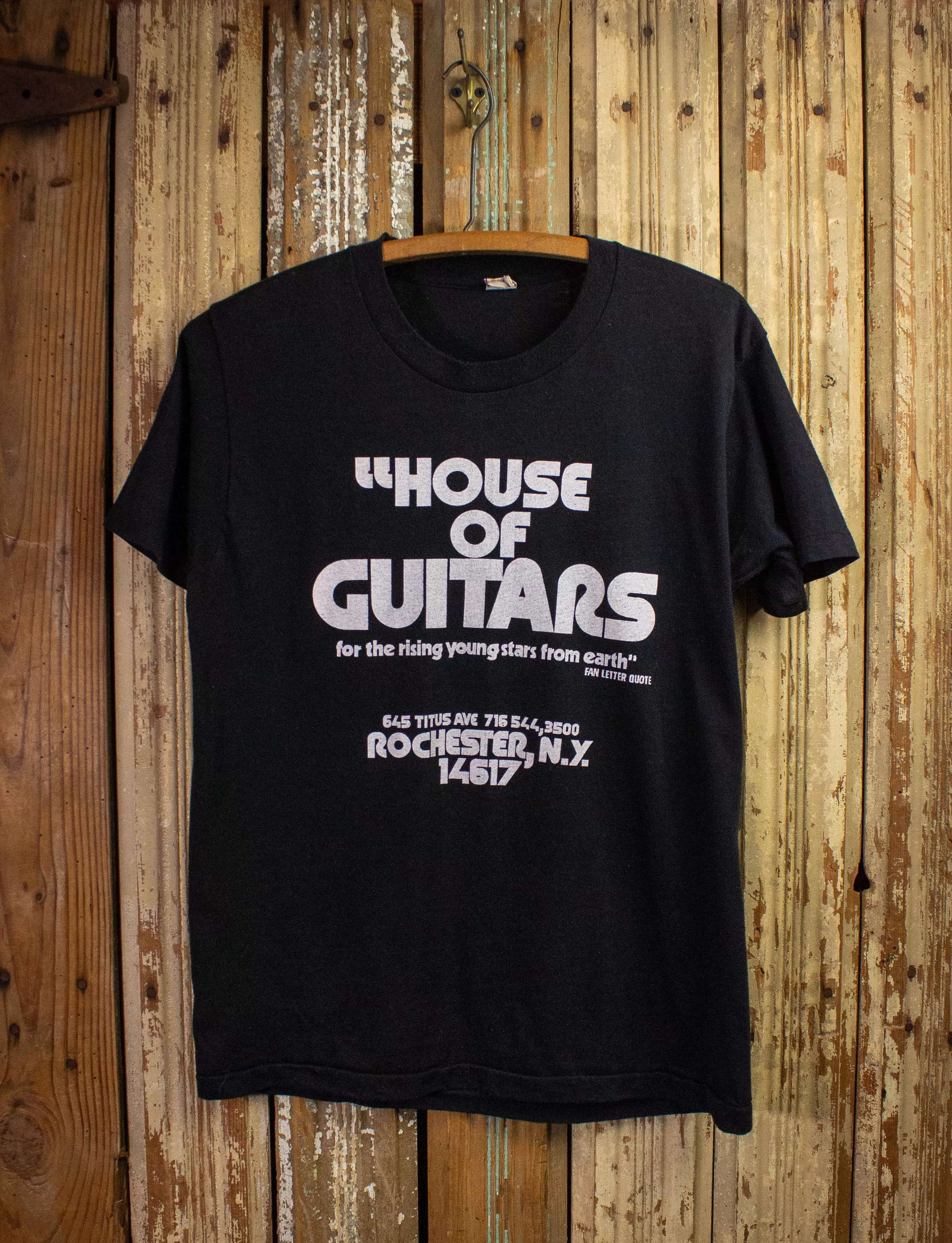 Vintage House Of Guitars Rochester New York Graphic T Shirt 80s Black Medium