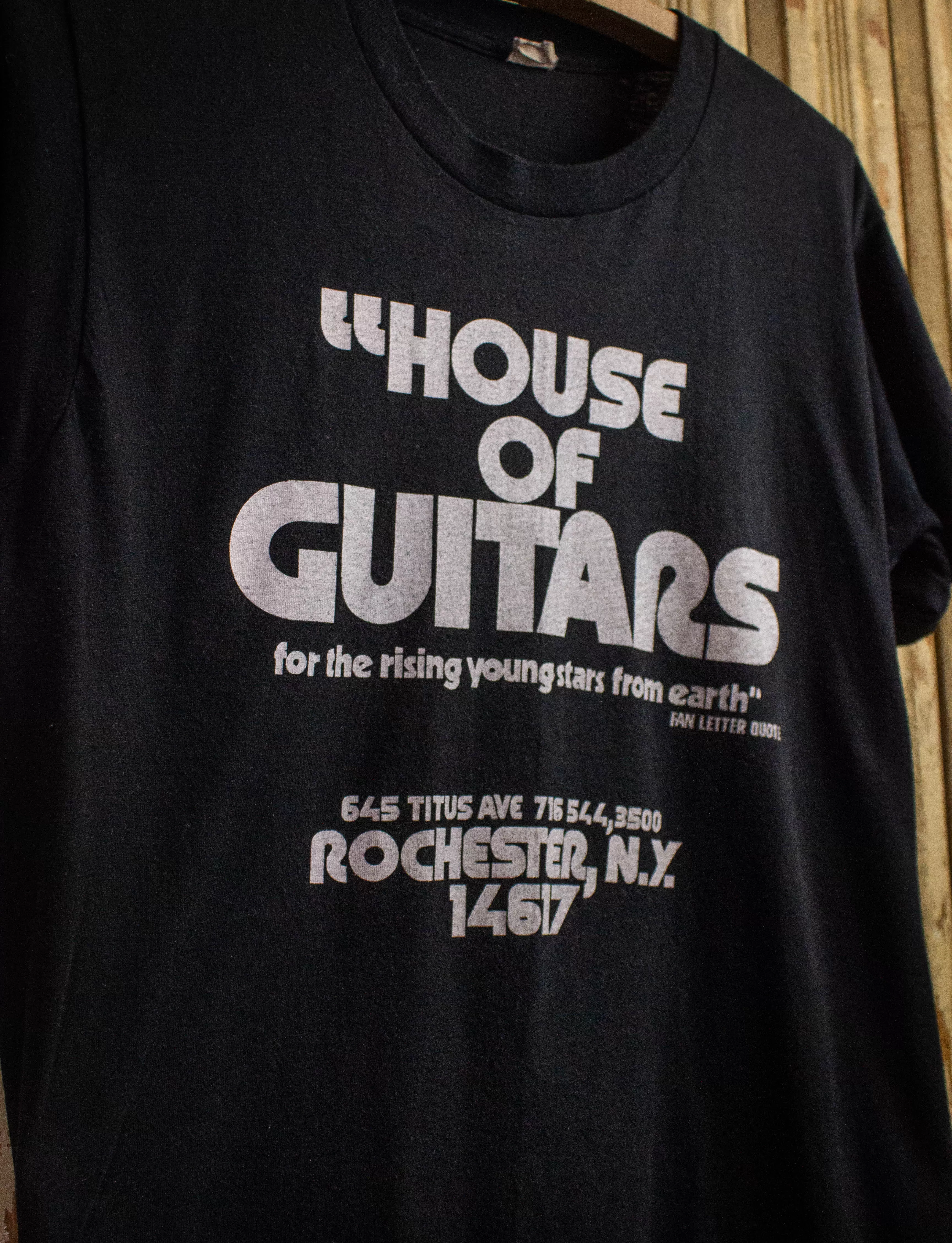 Vintage House Of Guitars Rochester New York Graphic T Shirt 80s Black Medium