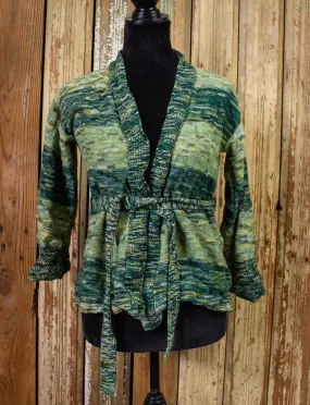 Vintage Sultra Space Dye Knit Striped Top 70s Green Small