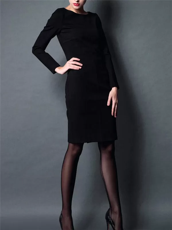 WealFeel Solid color Thicken Slim Long-sleeved Dress