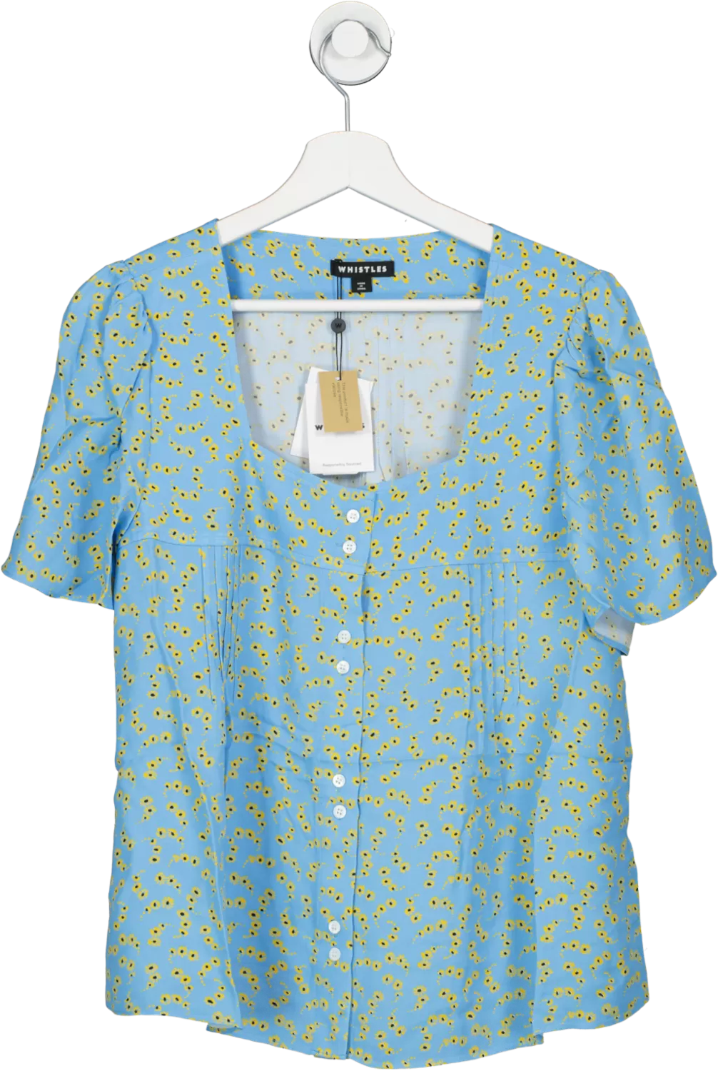 Whistles Blue Floral Square Neck Blouse Bnwt UK 10