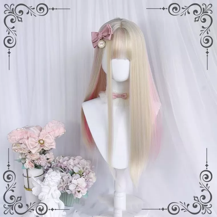 [WHITE PEACH MILK] MIXTURE LONG STRAIGHT WIG BY90142