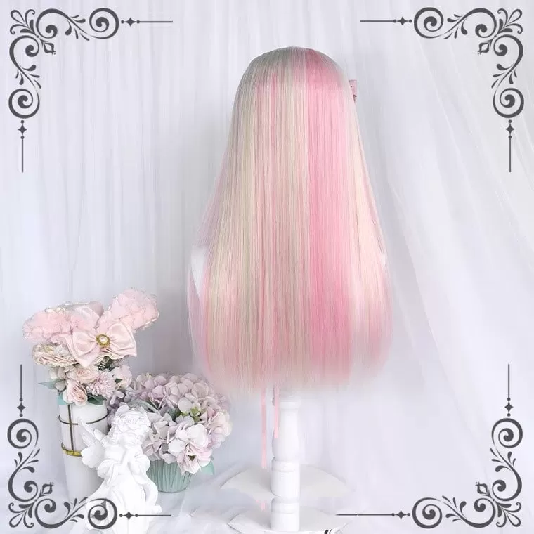 [WHITE PEACH MILK] MIXTURE LONG STRAIGHT WIG BY90142