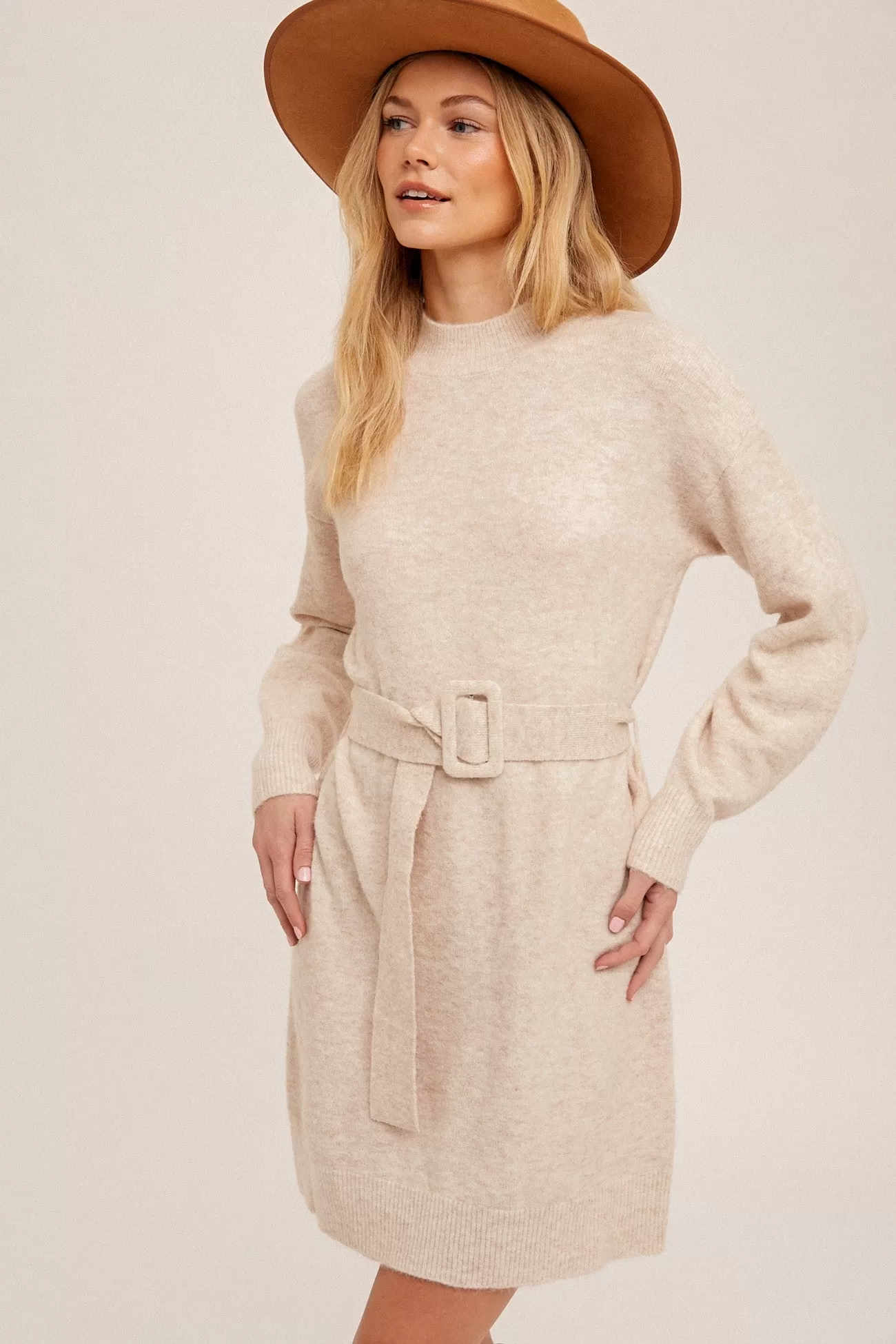 Wishful Dreamer Belted Sweater Dress