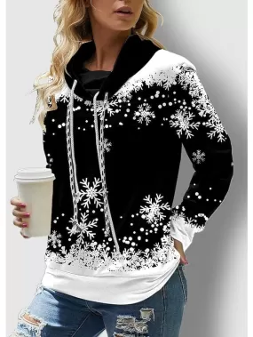 Women's Christmas Snowflake Print Pullover Sweatshirt