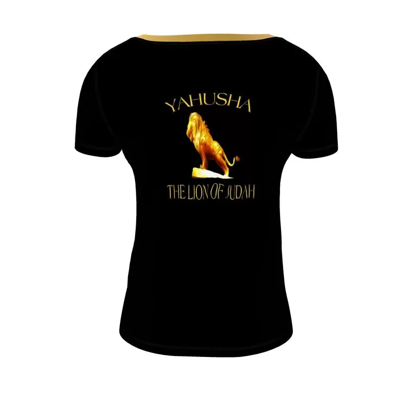 Yahusha-The Lion of Judah 01 Ladies Designer Scoop Neck T-shirt