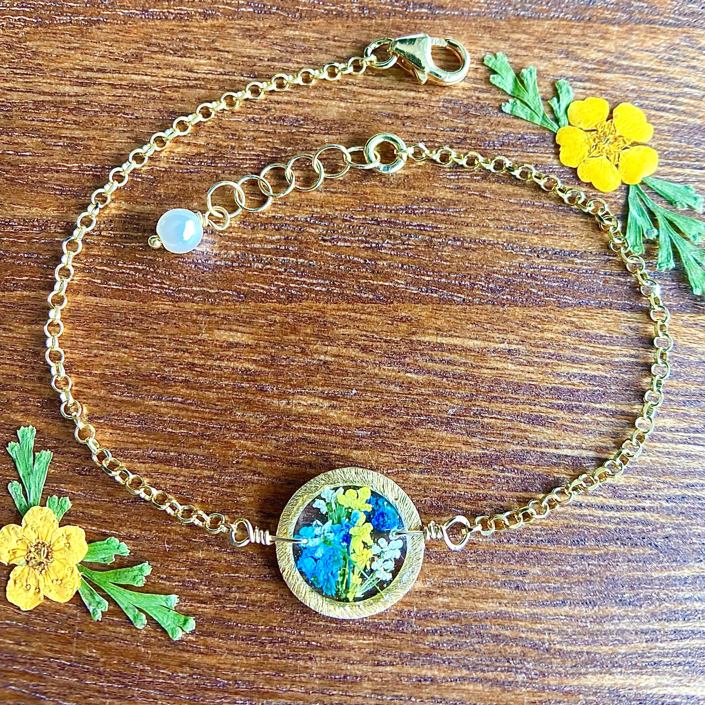 Yellow and Blue Botanical Garden Bracelet - BG30