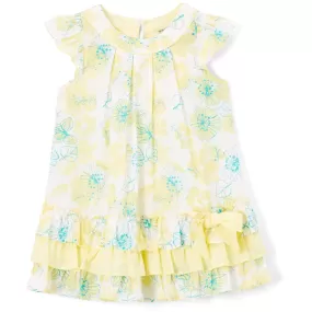 Yellow Floral Ruffle Dress