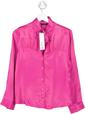 ZARA Pink Satin Blouse With Pearl Detail Buttons BNWT UK S