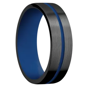 Zirconium with Satin Finish and Royal Blue Inlay and Royal Blue