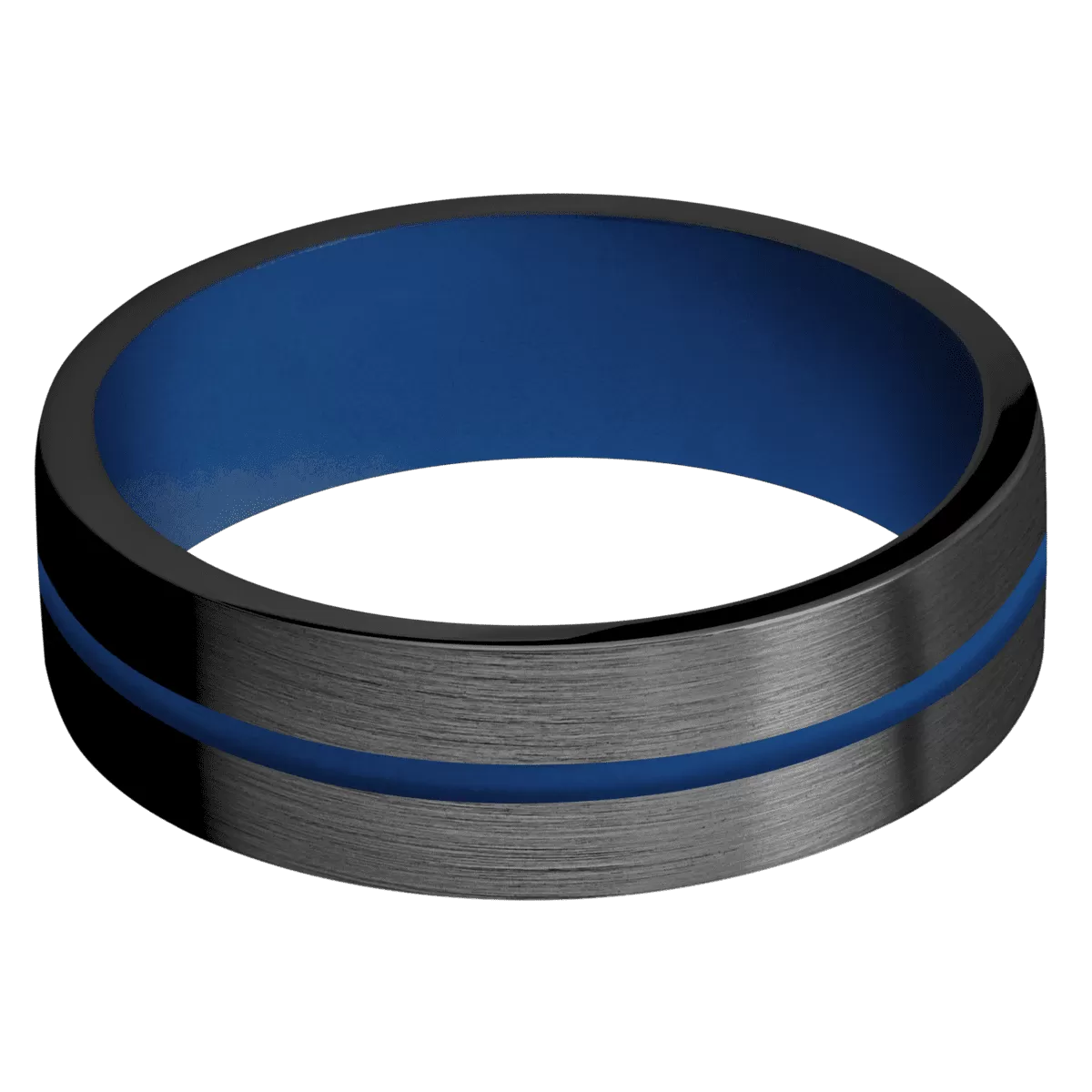 Zirconium with Satin Finish and Royal Blue Inlay and Royal Blue